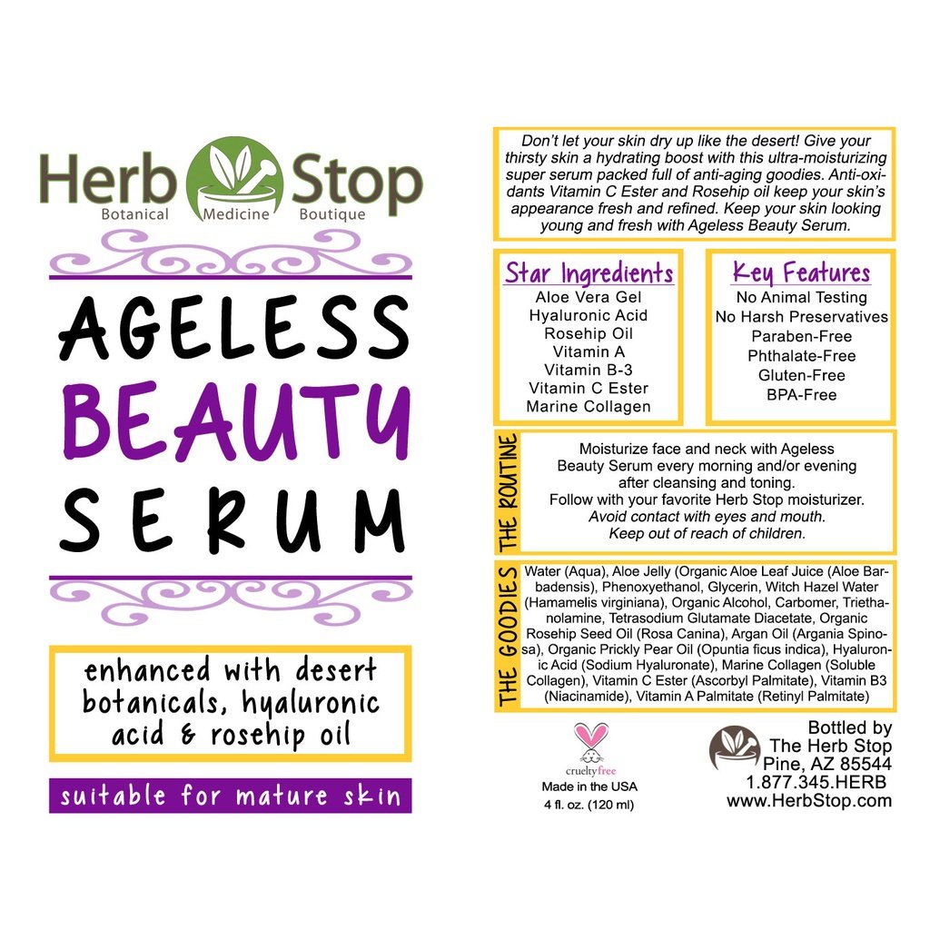 Ageless Beauty Serum Label