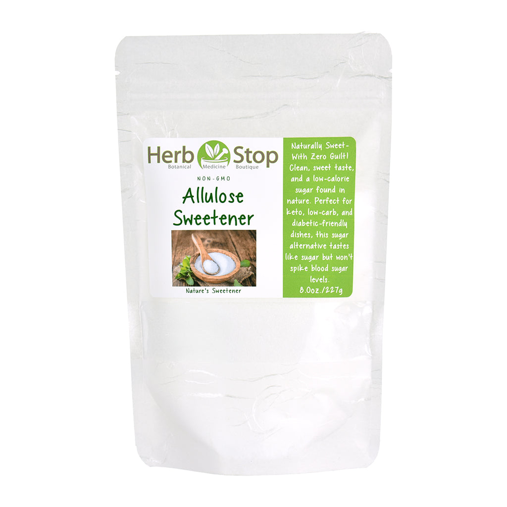 Herb Stop Allulose Sweetener in white bag