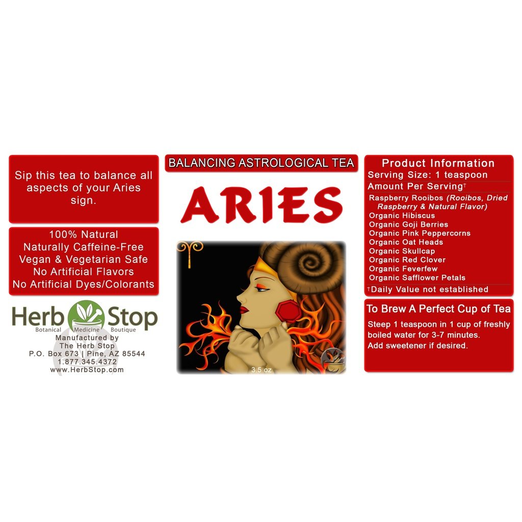 Aries Loose Leaf Astrological Tea Label