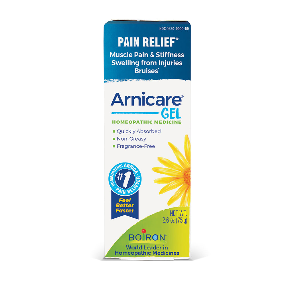 Arnicare Gel packaging for pain relief on a white background