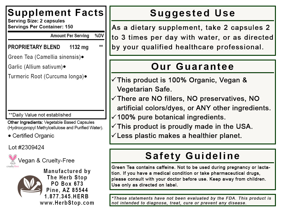 Artery Clear Capsules Label - Back