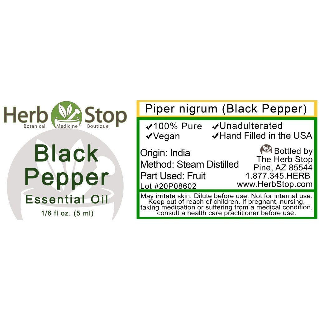 Black Pepper Essential Oil Label