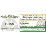 Bliss Essential Oil Blend Label