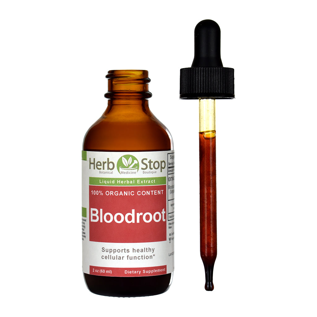 Bloodroot Extract Open Bottle with Dropper