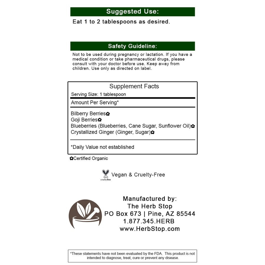 Bright Eyes Snack Mix Label - Back