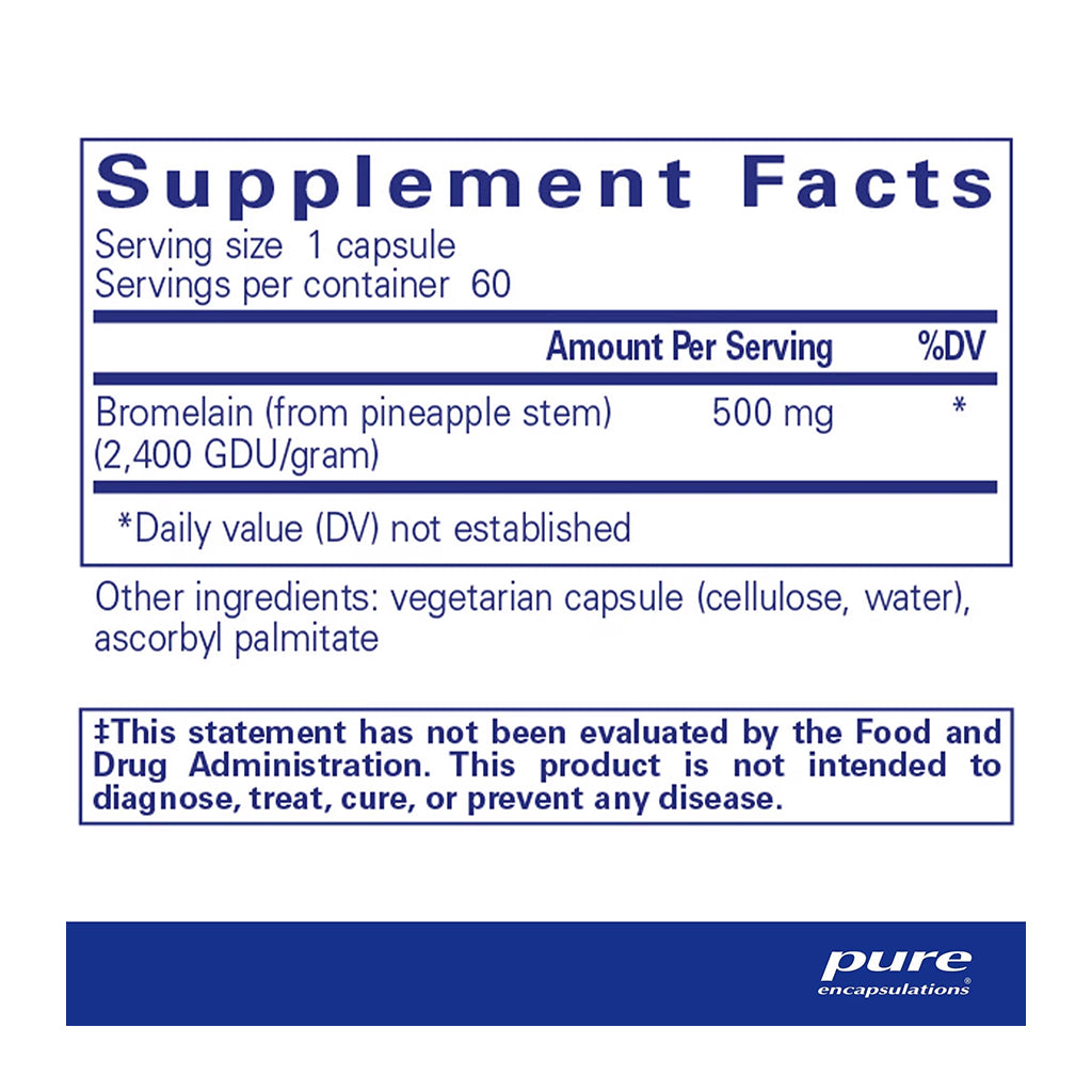 Supplement Facts for Bromelain 2400 500mg by Pure Encapsulations