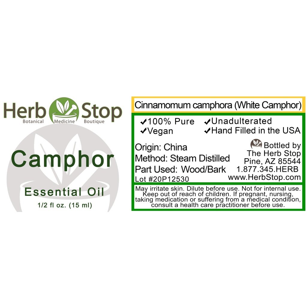 Camphor Essential Oil Label
