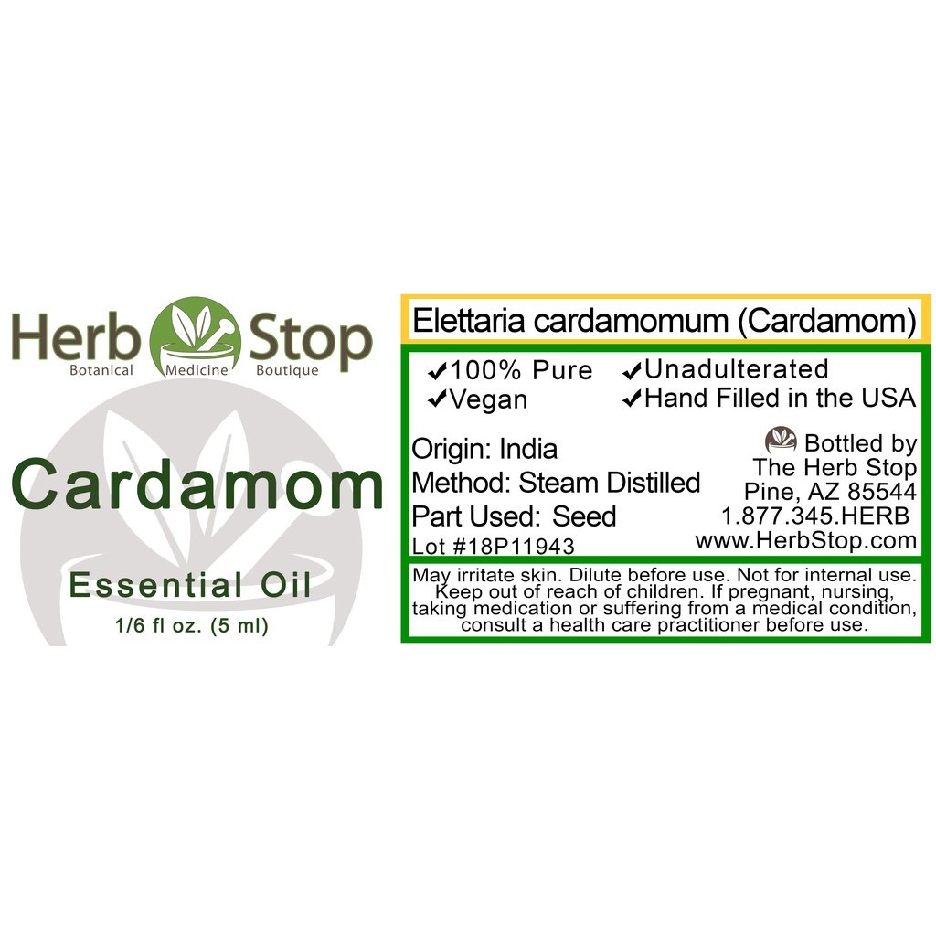 Cardamom Essential Oil Label