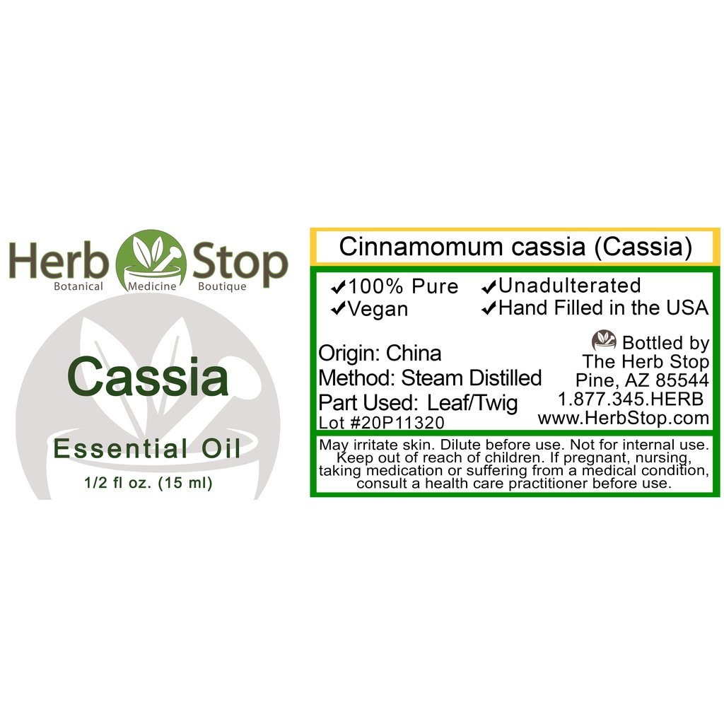 Cassia Essential Oil Label