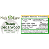 Texas Cedarwood Essential Oil Label
