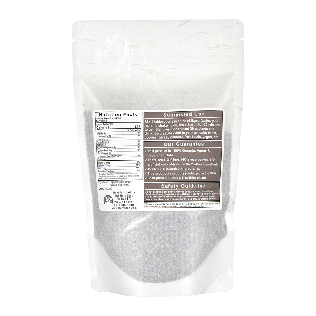 Organic Chia Seeds Bag - Back
