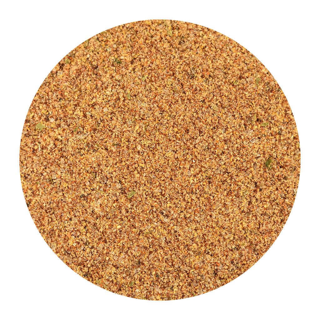 A circular close-up of Chipotle Ranch Wing Seasoning spice blend on a solid white background.