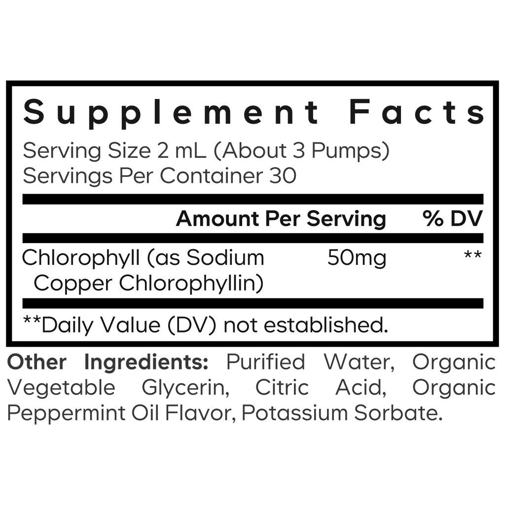 Supplement Facts for Liquid Chlorophyll by Codeage