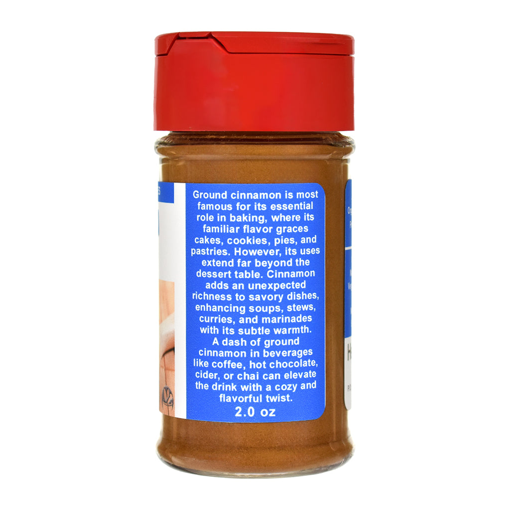 Organic Cinnamon Cassia Powder Spice Jar - Right Side