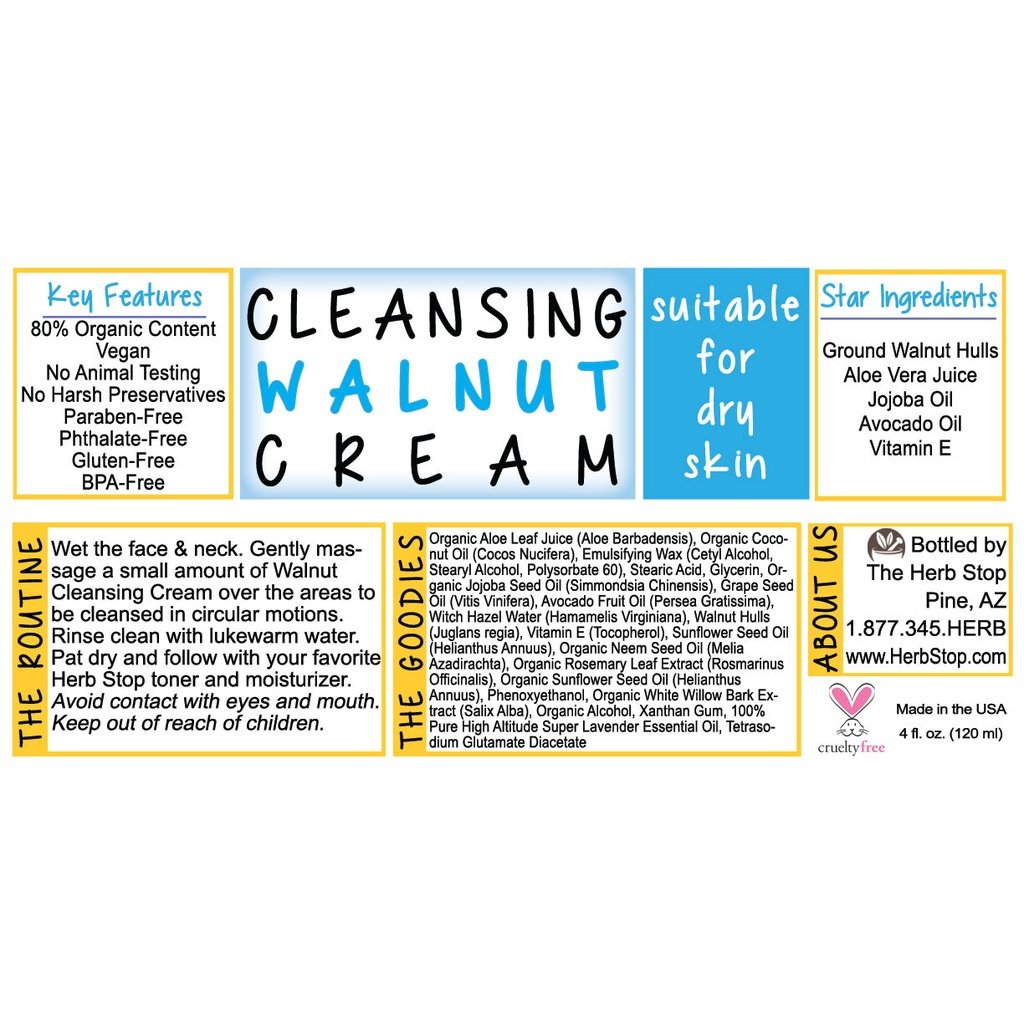 Cleansing Walnut Cream Label