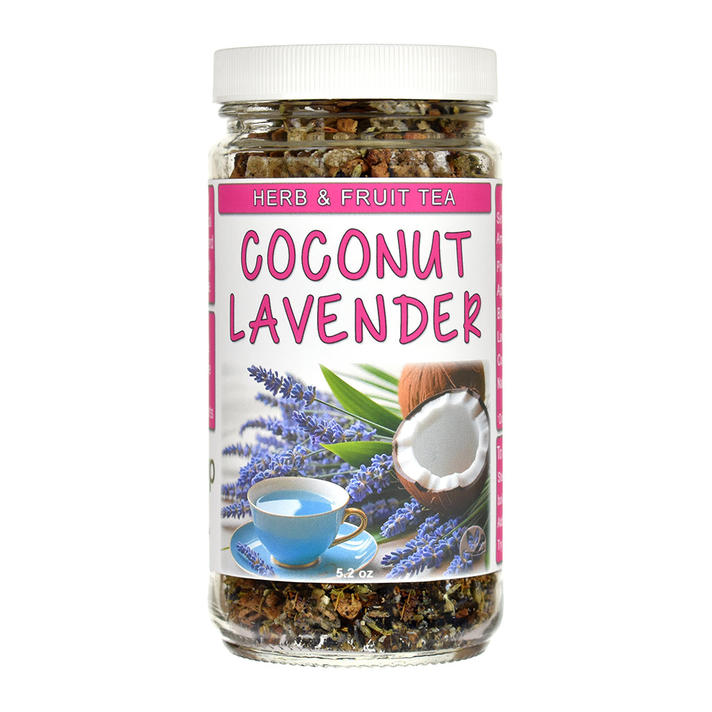 Coconut Lavender Herb & Fruit Tea Jar in glass