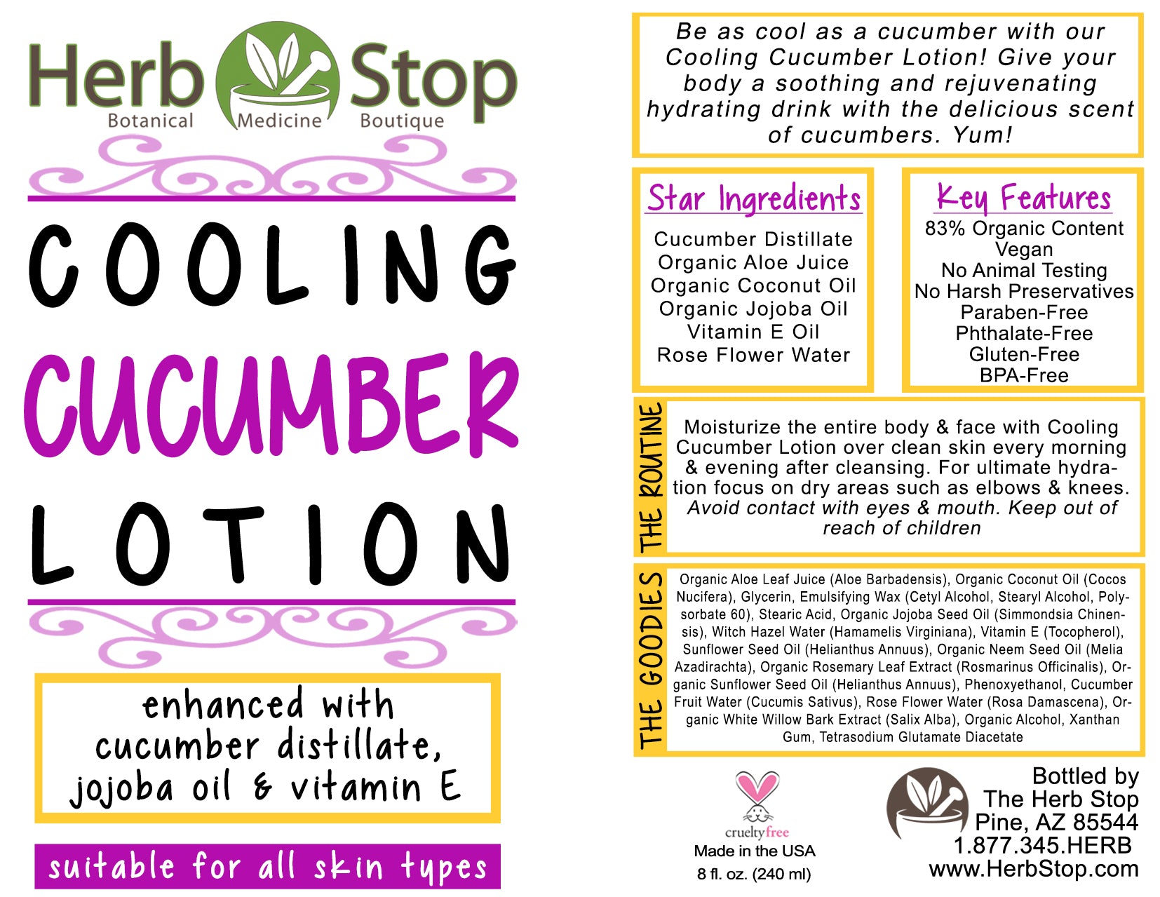 Cooling Cucumber Lotion Label