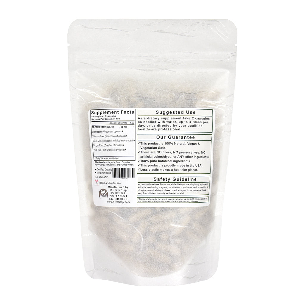 Organic Cramp Calm Capsules Bulk Bag - Back