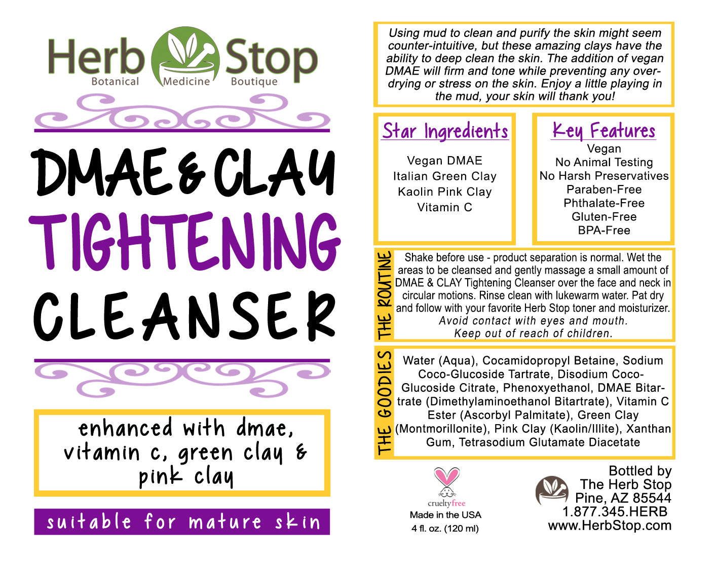 DMAE & Clay Tightening Cleanser Label