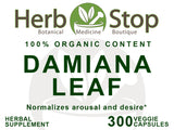 Damiana Leaf Capsules Label - Front