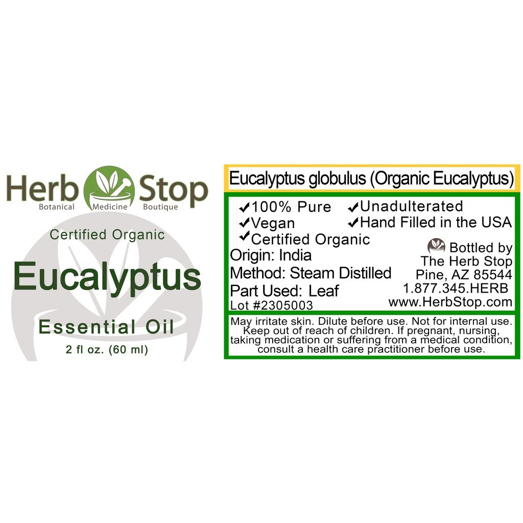 Organic Eucalyptus Essential Oil Label