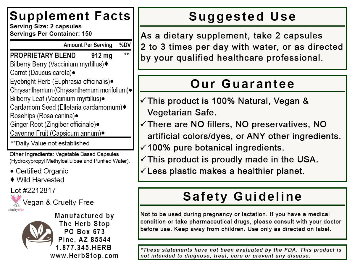 Eye Formula Capsules Label - Back