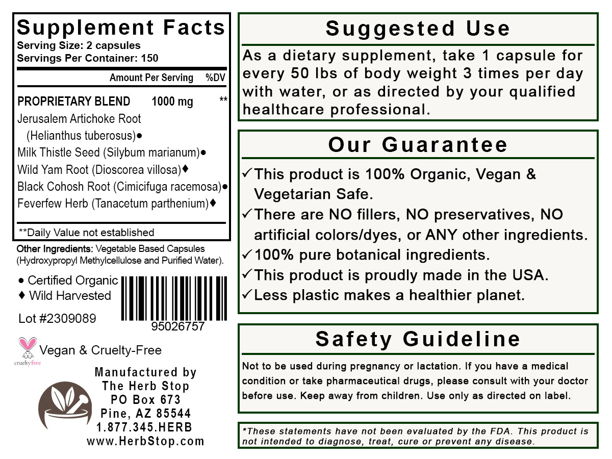 Feminine Balance Capsules Label -Back