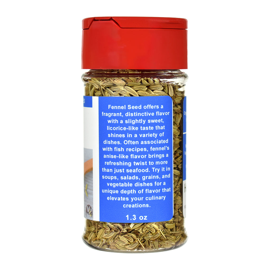 Organic Fennel Seed Whole Spice Jar - Right Side