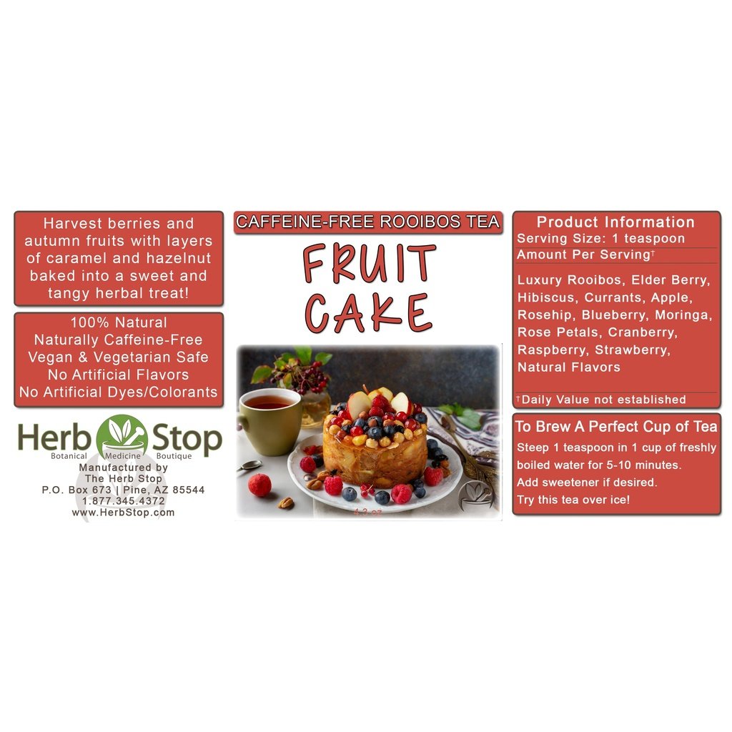 Fruit Cake Loose Leaf Rooibos Tea Label