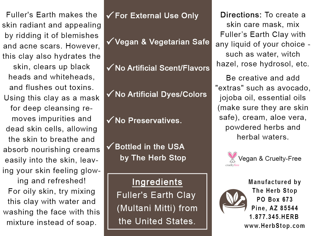 Fuller's Earth Clay - Back Label