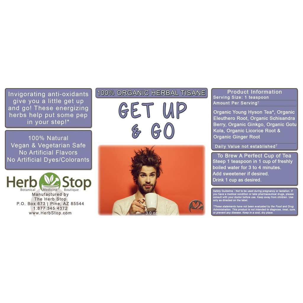Get Up & Go Loose Leaf Herbal Tea Label
