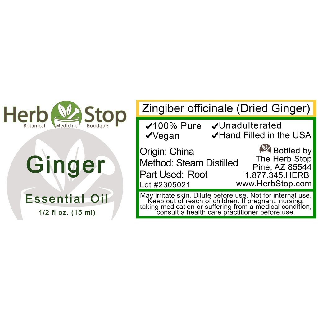 Ginger Essential Oil Label