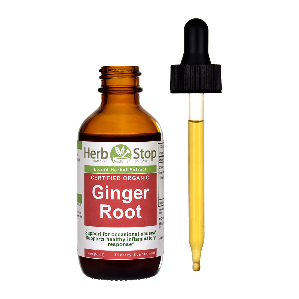 Organic Ginger Root Liquid Extract 2 oz Bottle - Open