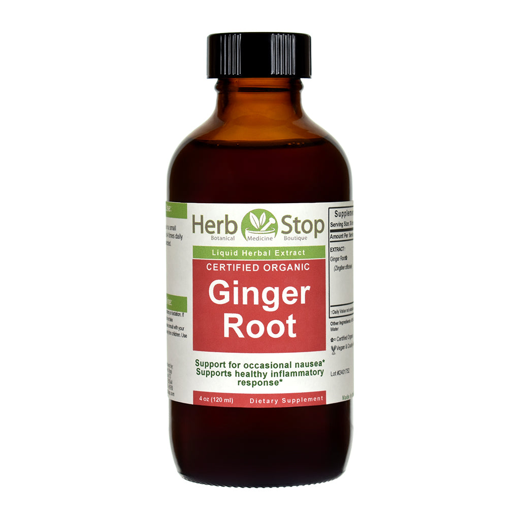 Organic Ginger Root Liquid Extract 4 oz Bottle