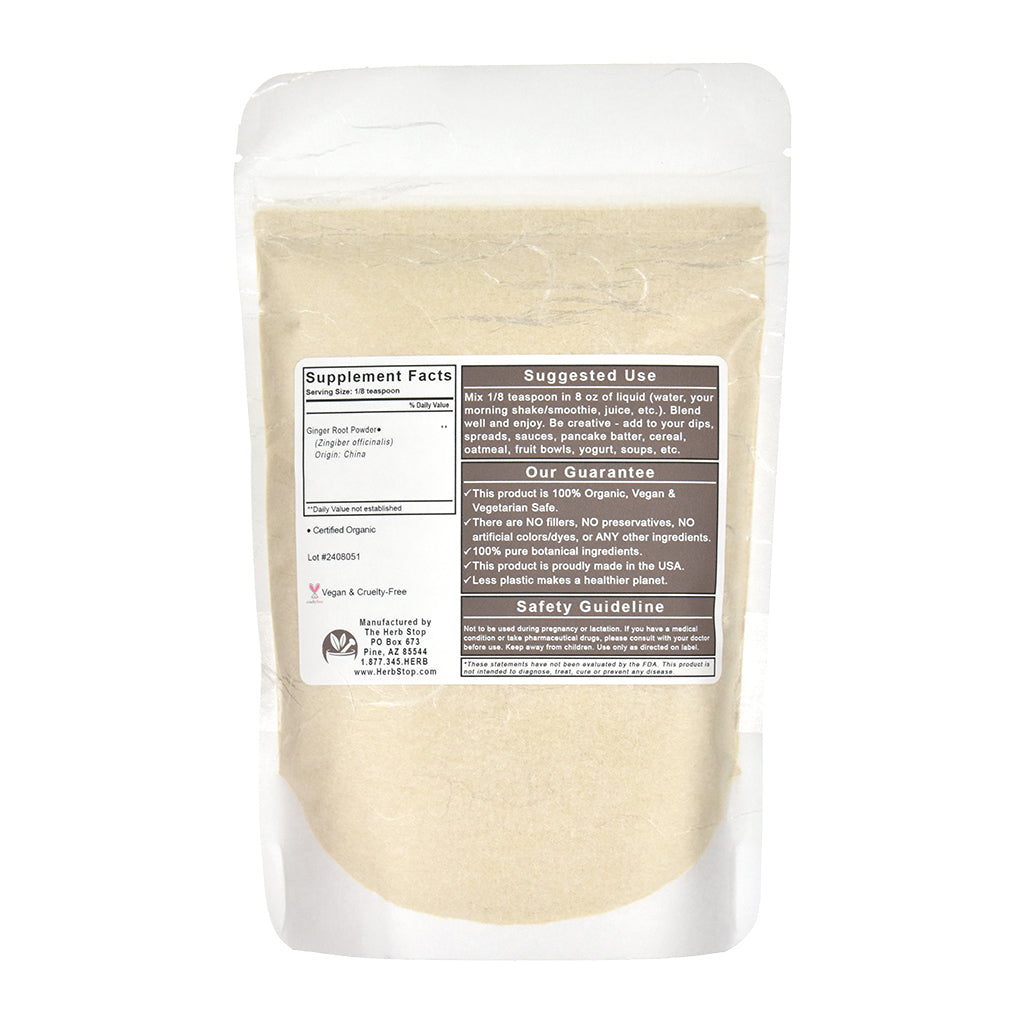 Organic Ginger Root Powder - Bag Back