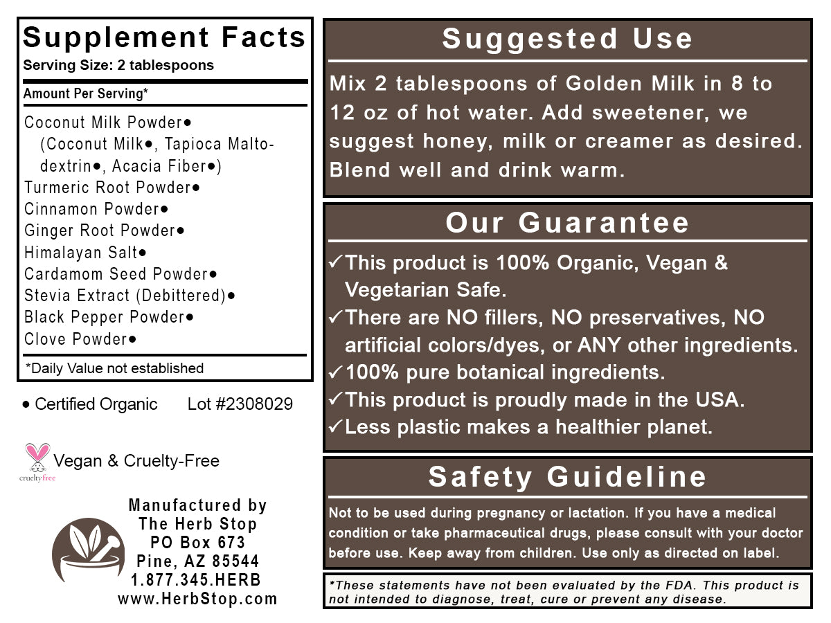 Golden Milk Label - Back