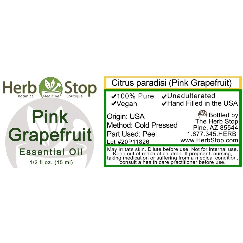 Pink Grapefruit Essential Oil Label