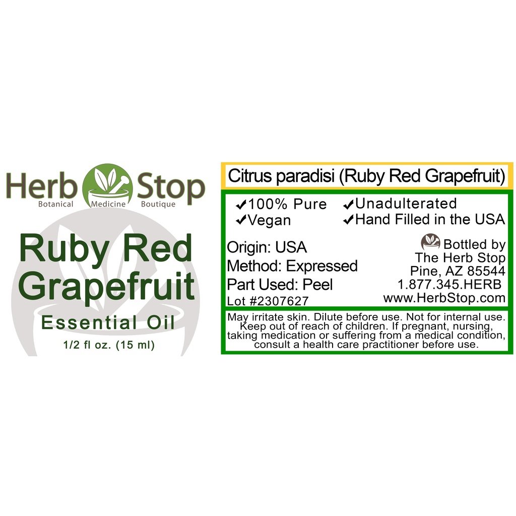 Ruby Red Grapefruit Essential Oil Label