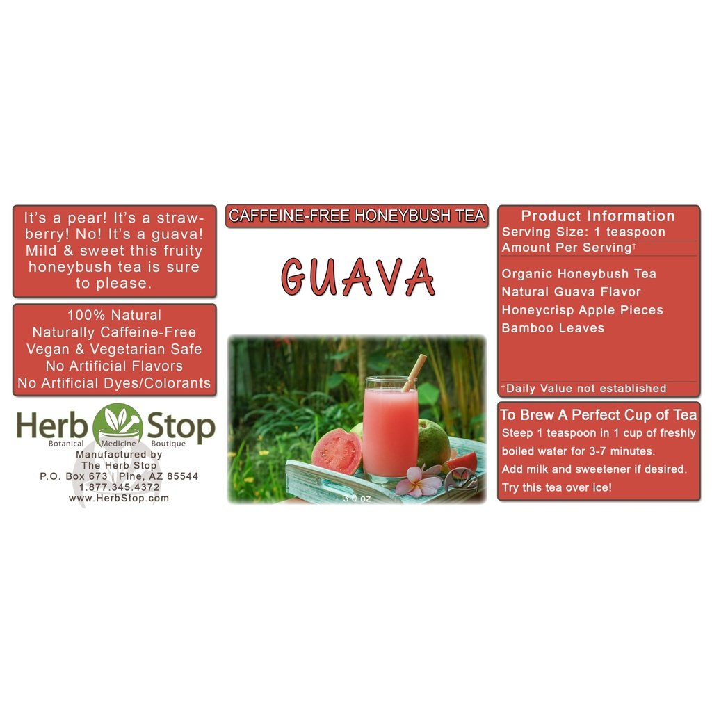 Guava Loose Leaf Honeybush Tea Label