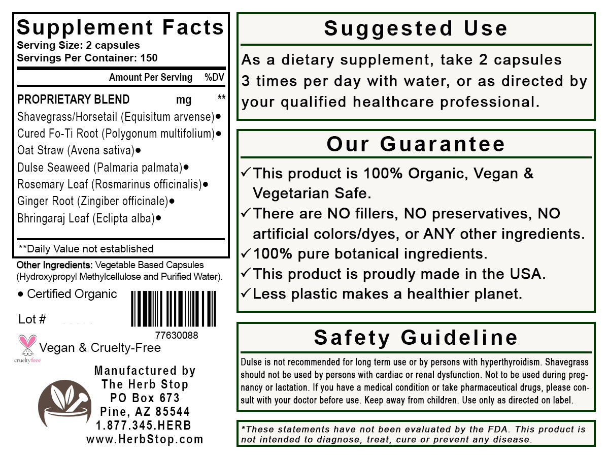 Hair, Skin & Nails Capsules Label - Back