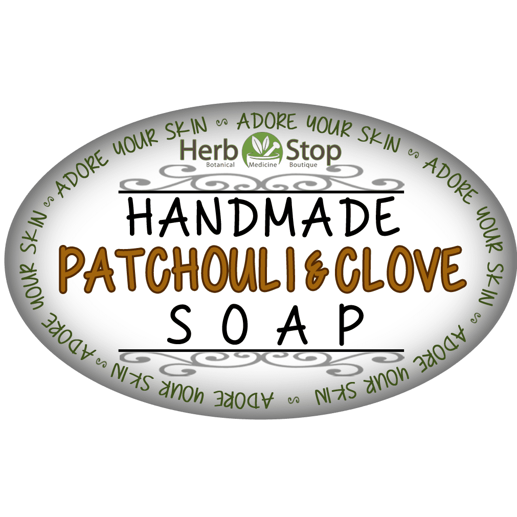 Handmade Patchouli & Clove Soap Label - Front