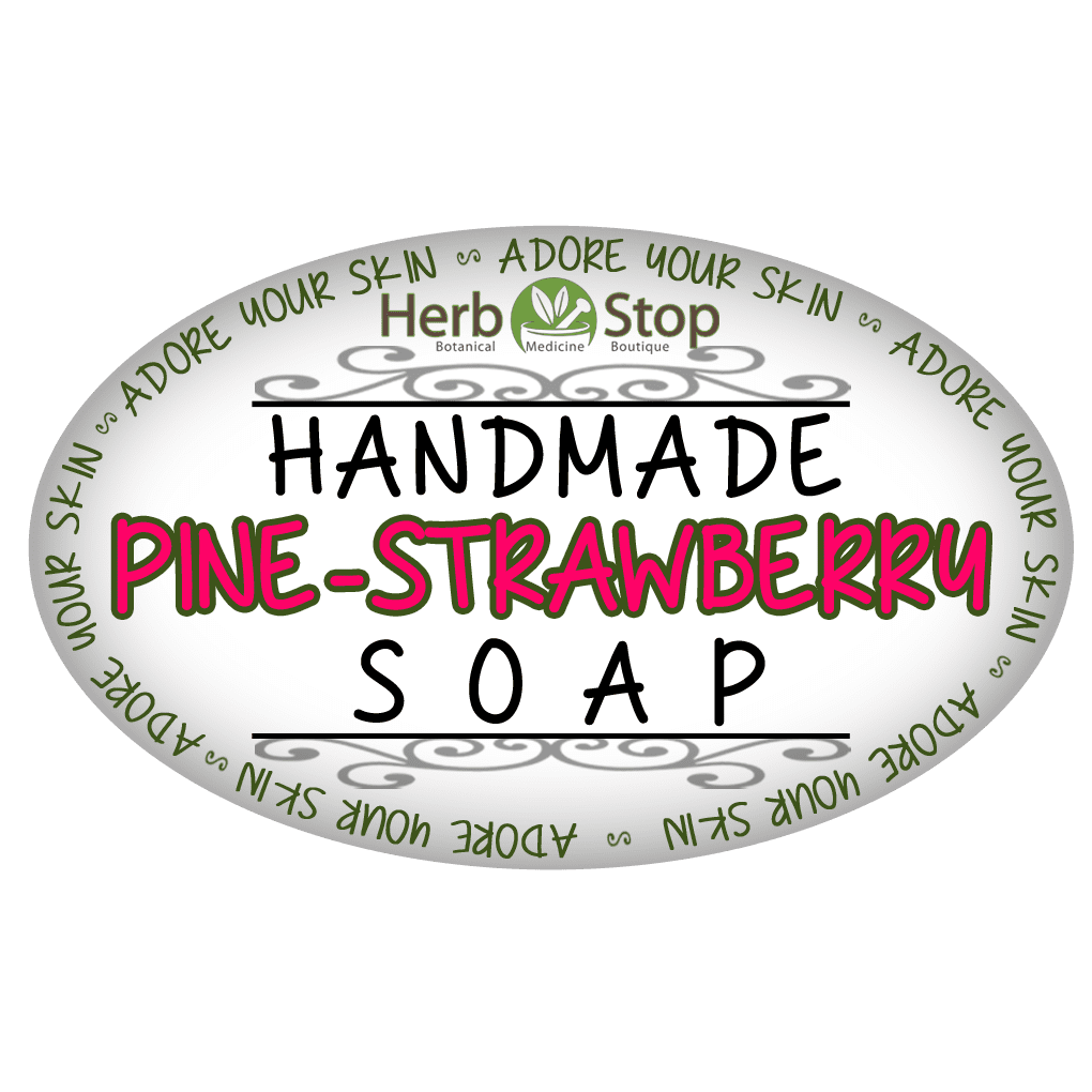 Handmade Pine-Strawberry Soap Label - Front