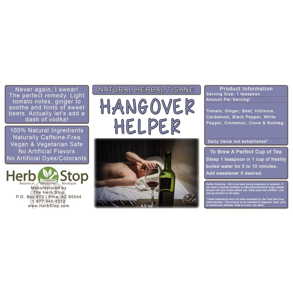 Hangover Helper Loose Leaf Herbal Tea Label