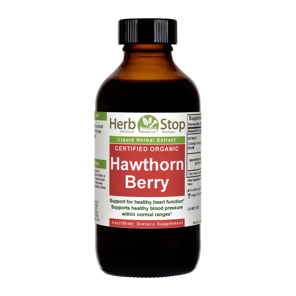 Organic Hawthorn Berry Liquid Extract 4 oz Bottle
