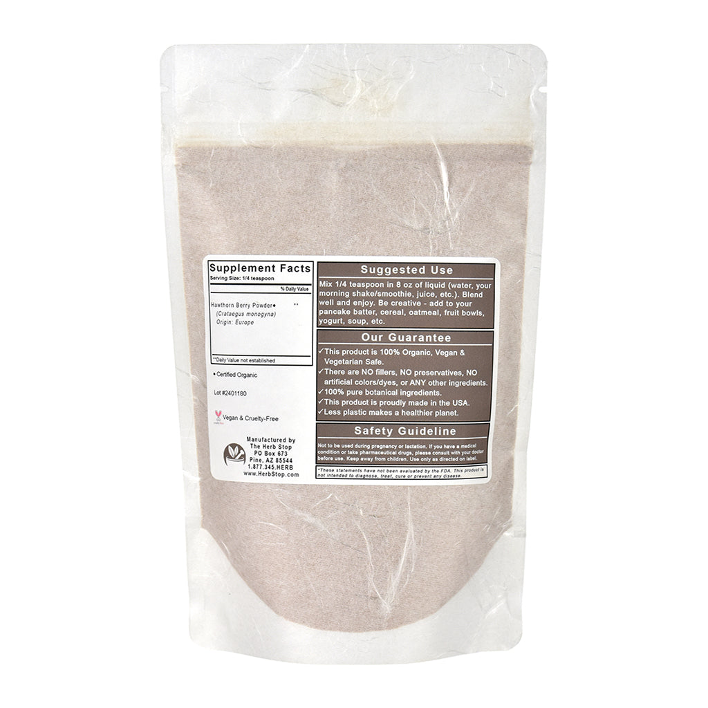 Organic Hawthorn Berry Powder - Bag Back