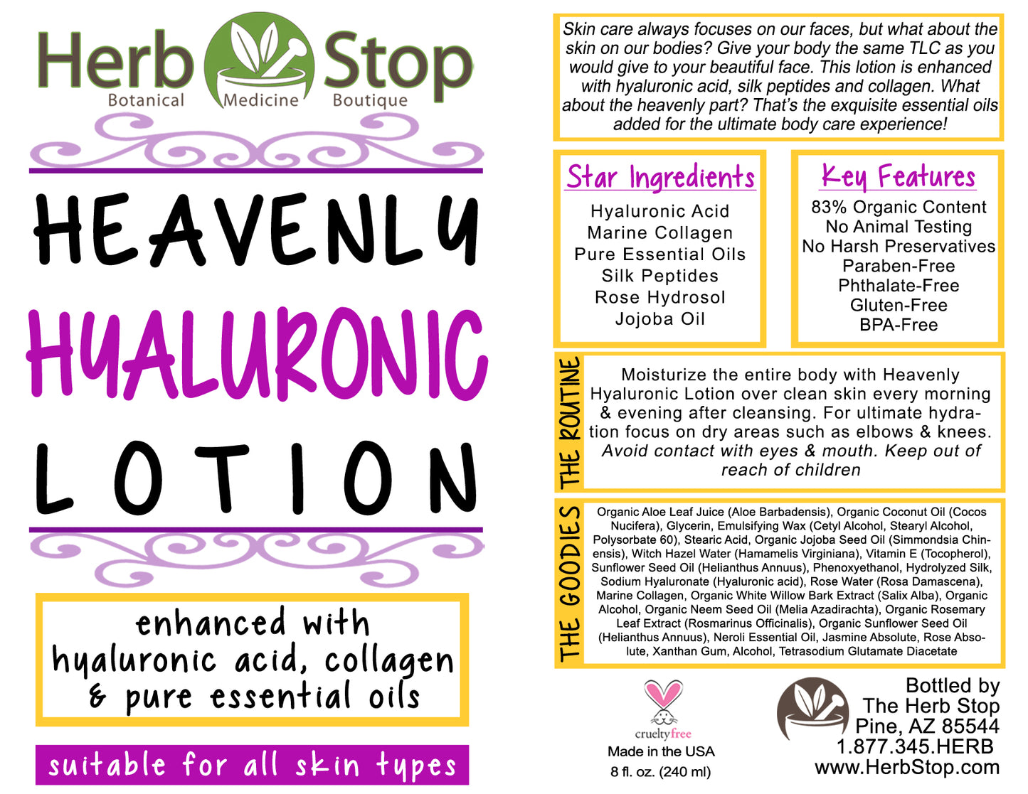 Heavenly Hyaluronic Lotion Label