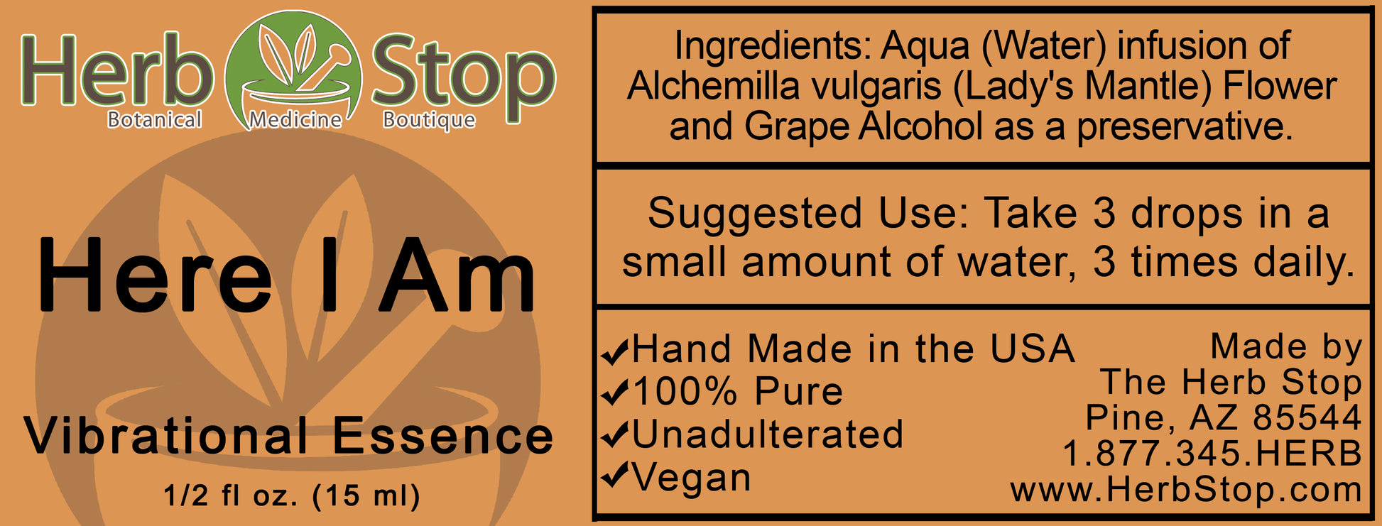 Here I Am Vibrational Essence Label