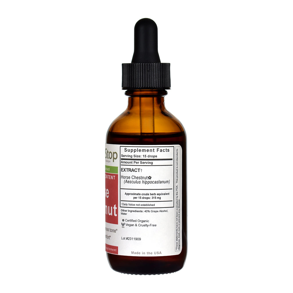 Organic Horse Chestnut Liquid Extract 2 oz Bottle - Right