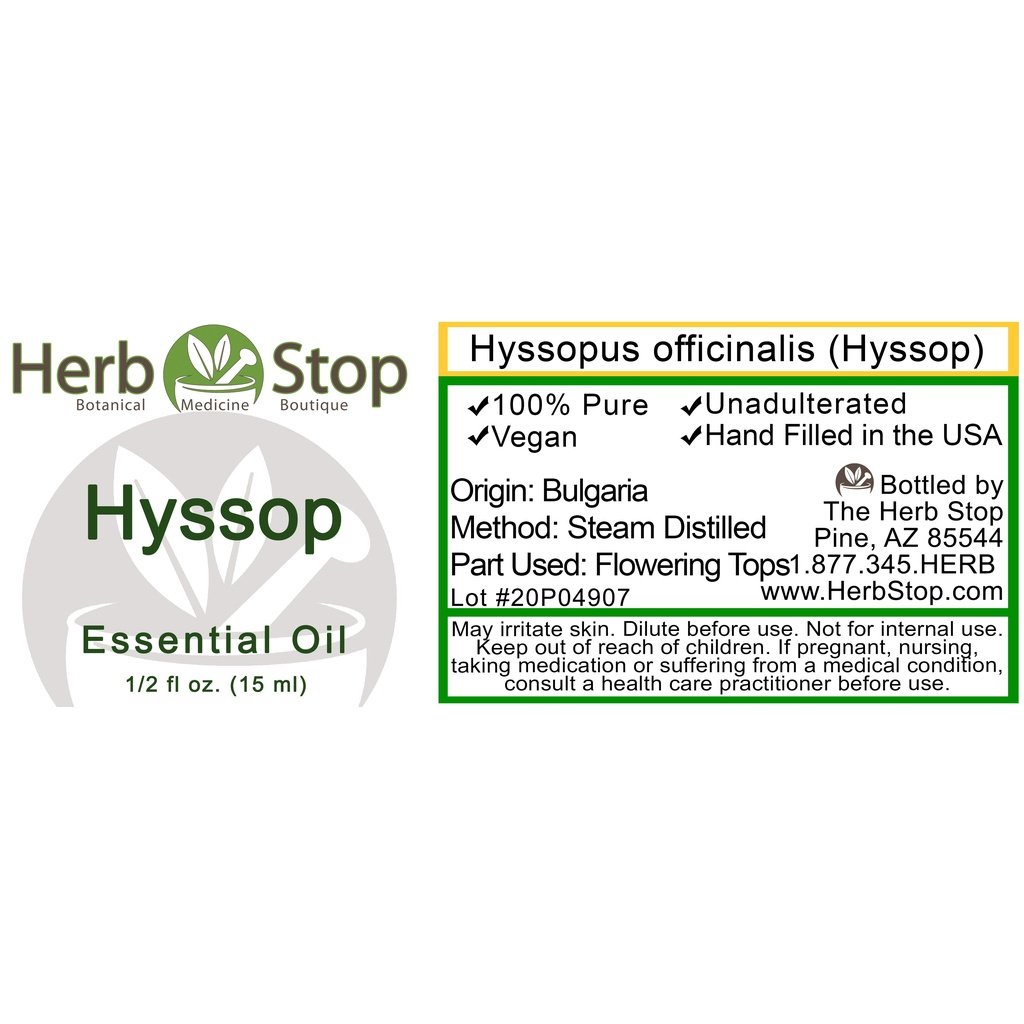 Hyssop Essential Oil Label