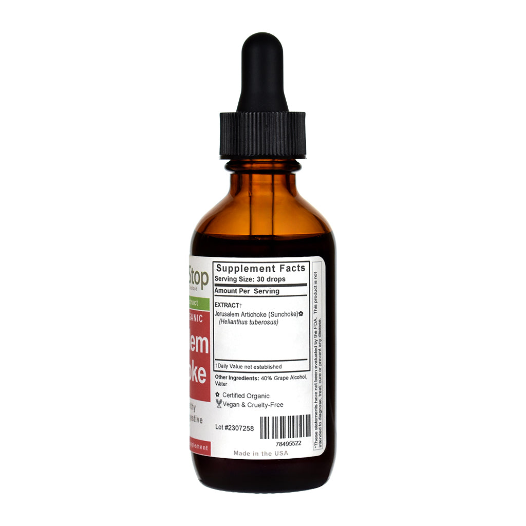 Organic Jerusalem Artichoke Liquid Extract 2 oz Bottle - Right